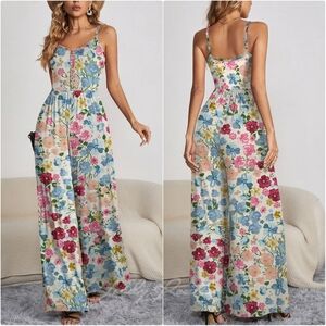 Boho Spaghetti Strap Wide Leg Jumpsuit